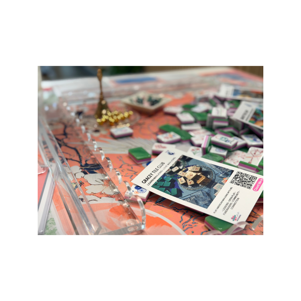 A styled Gracey Tile Club American Mahjong tablescape